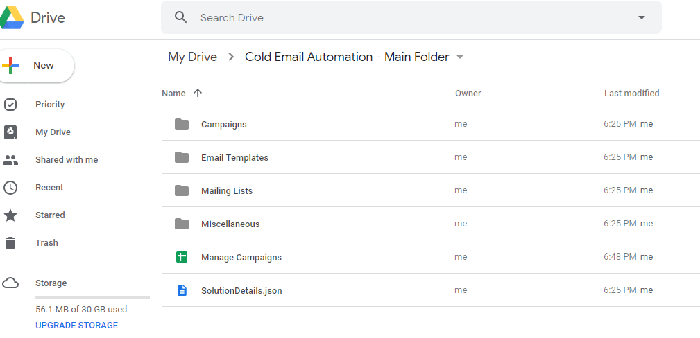 Google Drive integration for cold email automation