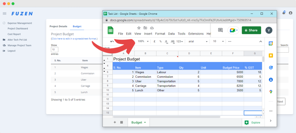 free expense tracker software - budget module