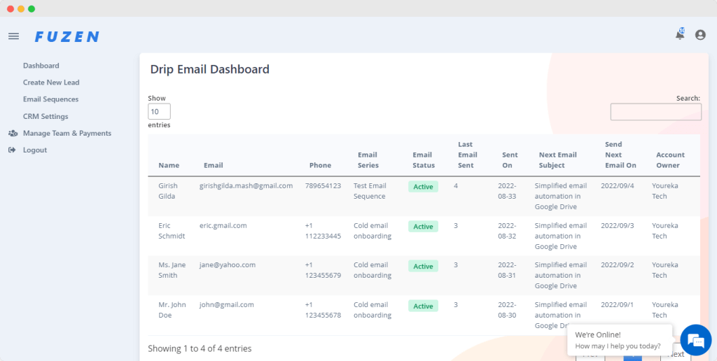 email drip campaign software - central dashboard module